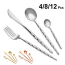 Axyaa Gold Cutlery Silver Dinner Set Knife Fork Spoon Stainless Steel Tableware