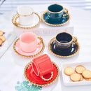 Axya Turkish Ceramic Coffee Set with Gold Inlay - Luxury Tea & Espresso Cups