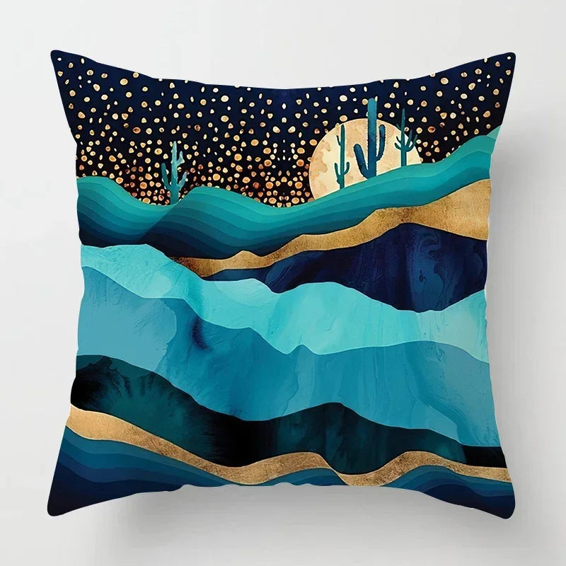 Axyaa Nordic Moon Metal Painting Pillowcase for Home Sofa Decor - 40*40 & 60*60