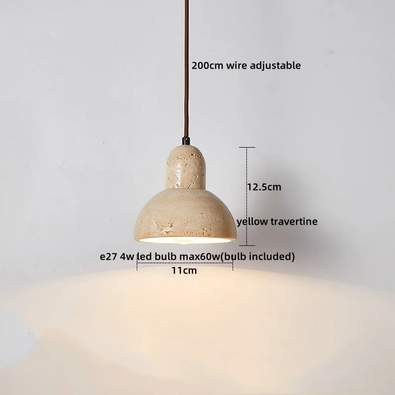 Axyaa Yellow Travertine LED Pendant Lights for Modern Living Spaces