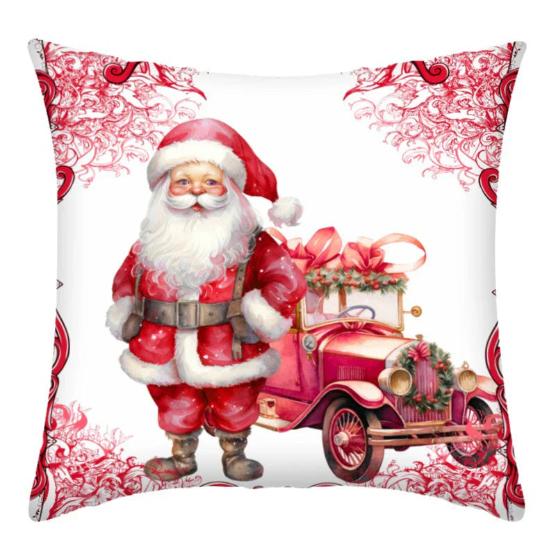 Axyaa Christmas Home Decoration Pillow Cover Santa Claus Snowman Fawn Print