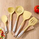 Axyaa Silicone 5-Piece Milk White Yellow Dual Color Kitchenware Set