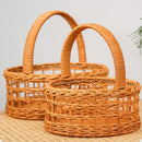 Handwoven Bread Storage Basket, Fruit Tray & Organizer - Axyaa Rustic Flower Basket