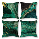 Malachite & Gold Marbled Pattern Pillow Covers by Axyaa - Sofa, Bedroom, Car