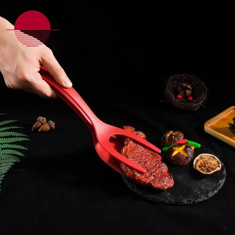 Axyaa 2-in-1 Egg Steak Spatula Clamp, Nylon Kitchen Flip Cooking Spatula