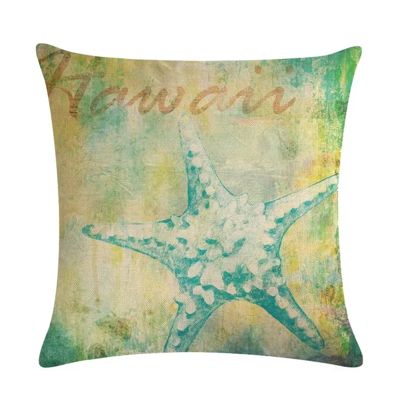 Axyaa Starfish Conch Linen Pillowcase 45*45cm