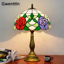 Axyaa Stained Glass LED Table Lamp - Mediterranean Baroque Style Bedroom Light