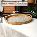 Axyaa Handwoven Rattan Basket Tray for Fruit, Snacks, and Drinks