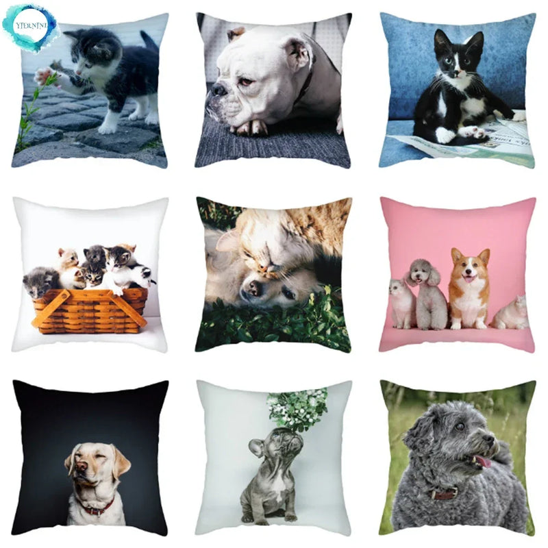 Axyaa Cat Dog Pet Polyester Pillow Cover Cushion Cover Home Sofa Decor 45x45cm