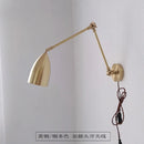 Axyaa Copper Swing Arm LED Wall Lamp for Study Reading Bedroom Café