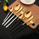 Axyaa 24-Piece Stainless Steel Cutlery Set - Black Mirror Finish