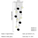 Axyaa White Glass LED Pendant Chandelier - Nordic Villa Stairs Cobble E27 Modern Design