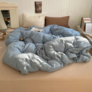 Axyaa Washed Cotton Bedding Set: Duvet Cover, Pillowcase, Top Sheet