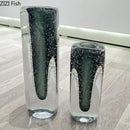Axyaa Deep Sea Blue Bubble Glass Vase Flower Pot Home Decor