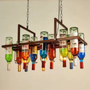 Axyaa Rust Metal Wine Bottle Chandelier for Home Decor & Restaurant Lighting