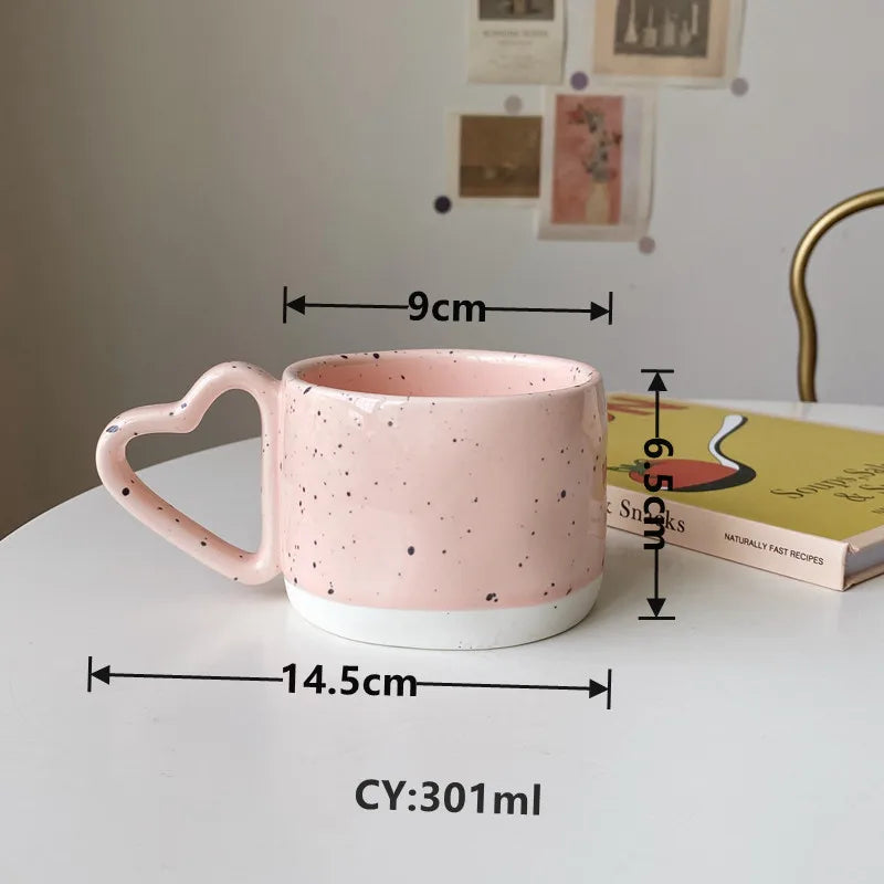 Axya Ceramic Wave Dot Mug, Stylish Tea Cup, Korean Design