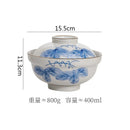 Axyaa Floral Ceramic Bowl with Lid - Vintage Large Soup & Ramen Bowl