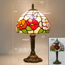 Axyaa Red Rose Stained Glass LED Table Lamp 8 Inches