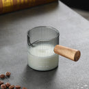 Axyaa Glass Espresso Milk Pitcher with Wood Handle
