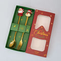 Axyaa Stainless Steel Christmas Tree Elk Head Spoon Fork Set