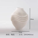 Axyaa Wrinkled Art Ceramic Vase for Flower Arrangements, Hydroponics, and Decor