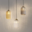 Axyaa Vintage Stripe Glass Pendant Lamps LED E27 Sconces Smoke Gray Amber Glass