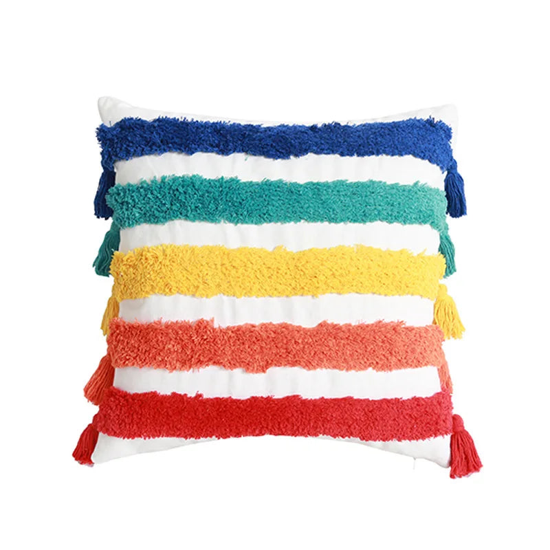Tufted Rainbow Cushion Cover for Home Decor Axyaa Brand