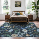 Axyaa Retro Floral Print Soft Living Room Carpet - Nordic Style Bedside Rug