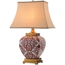 Axyaa Red Ceramic Table Lamp: Retro Style for Living Room, Bedroom, or Wedding Dowry