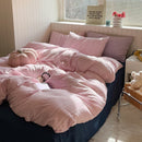 Axyaa Pink Grid Bedding Set 2025 Queen Full Size Flat Sheet Duvet Cover Pillowcase