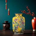 Axyaa Gold Painted Enamel Porcelain Vase - Home Office Decor Craft Item