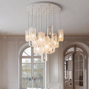 Axyaa Nordic Cream Glass Chandelier: Luxury Gloss Pendant Light