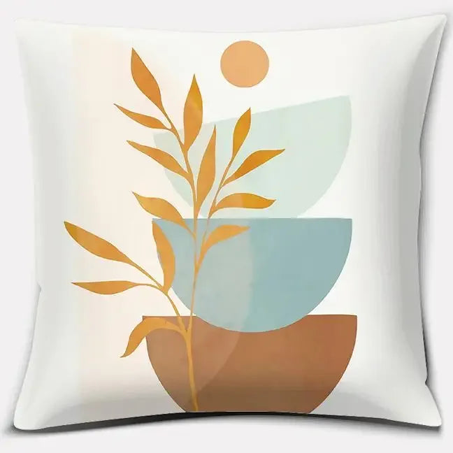 Axyaa Brown Green Abstract Pillow Cover 45x45 - Home Office Bedroom Sofa Car Decoration