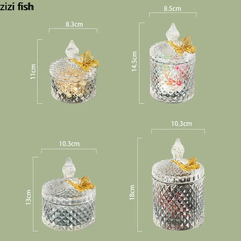 Elegant Axya Golden Butterfly Candy Jar: Exquisite Glass Container for Small Objects