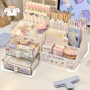 Axyaa Bunny Desk Organizer Office Rack Storage Drawer Pen Holder Cute Kawaii Box