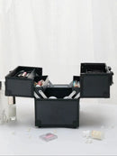 Axyaa Aluminum Makeup Case with Trays: Lockable & Portable Professional Beauty Box