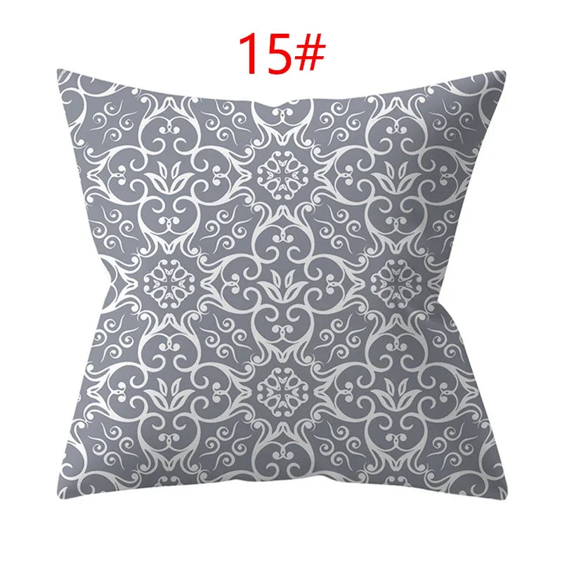 Axyaa 18" Sliver Grey Geometry Striped Pillowcase Home Decor Pillow Cover