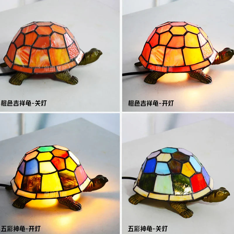Tiffany Glass Turtle Night Light Lamp for Kids Room Desk Decor Axyaa Brand