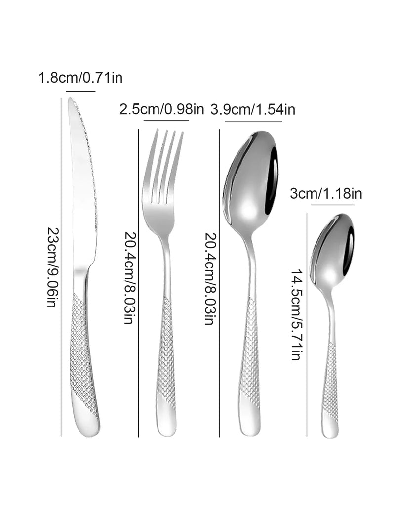 Axyaa 16-Piece Stainless Steel Cutlery Set - Knife Fork Spoon