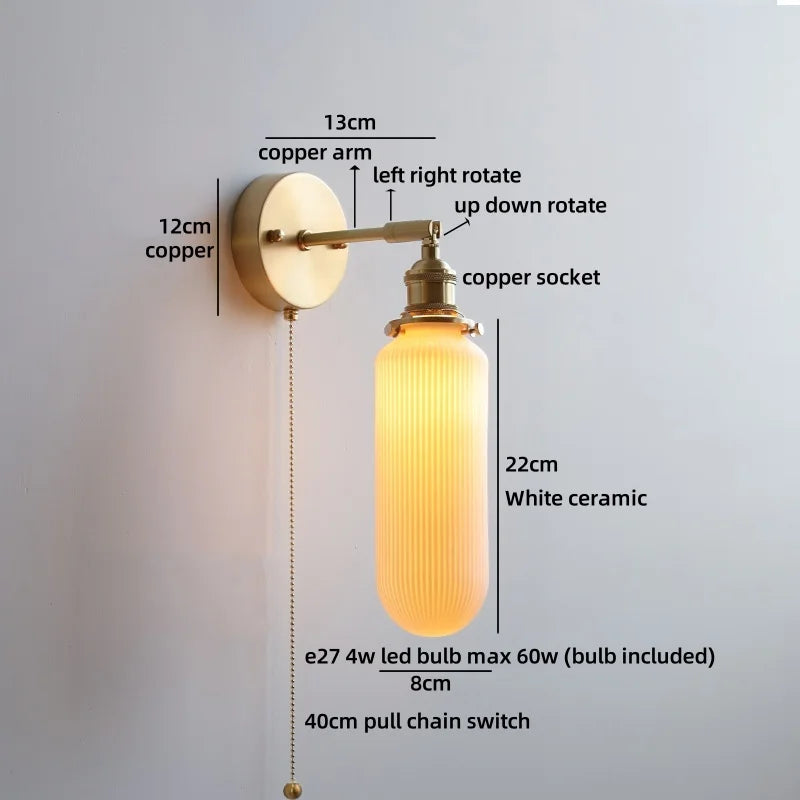 Axyaa Nordic LED Wall Light White Umbrella Style Swing Arm Modern Bedside Lamp
