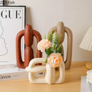 Minimalist Lines Ceramic Vase Desk Decor by Axyaa for Modern Floral Arrangements
