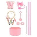 Axyaa 10pc Tumbler Accessory Set: Straw, Cover, Cap, Boot, Stopper, Keychain, Sticker