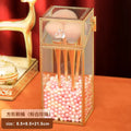 Axyaa Glass Makeup Brush Holder & Organizer: Cosmetic Desk Container for Lipstick, Eyebrow Pencil