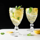 Axyaa Vintage Clear Embossed Goblet for Wine 10oz Stemware Glass Cup