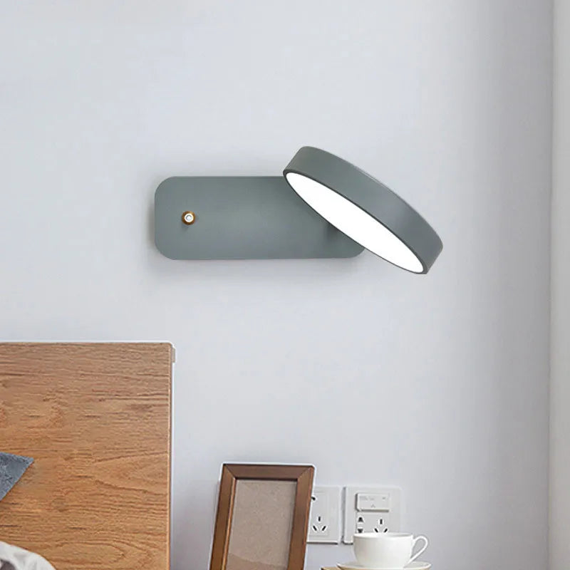 Axyaa Nordic Macaron Rotatable Wall Sconce Switch Modern Bedroom Aisle Wall Lamps