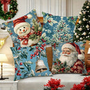 Axyaa Christmas Pillowcase with Retro Santa Claus Snowman Print