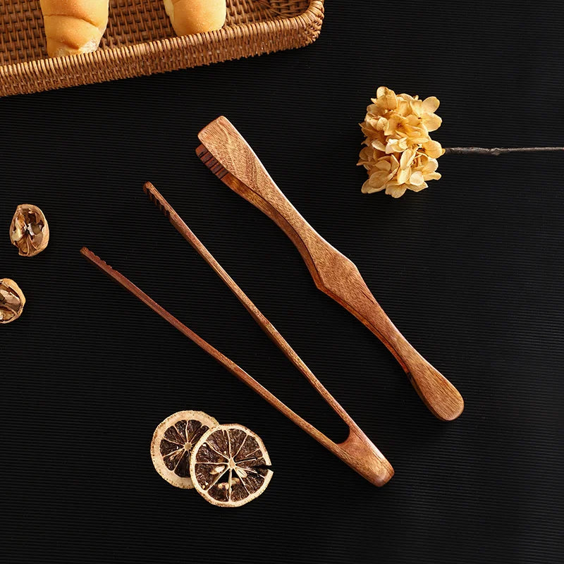 Axyaa Wooden Japanese Tongs - Versatile Salad & BBQ Clamp