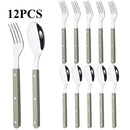 Axyaa Beige Silver Acrylic Handle Cutlery Set Stainless Steel Flatware Mirror Finish