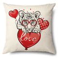 Axyaa Cartoon Kitty Cat Linen Pillowcase for Bed, Couch, and Sofa Décor