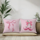 Axyaa Pink Bow Cherry Pillowcase: Soft, Sofa Cushion Cover for Stylish Comfort
